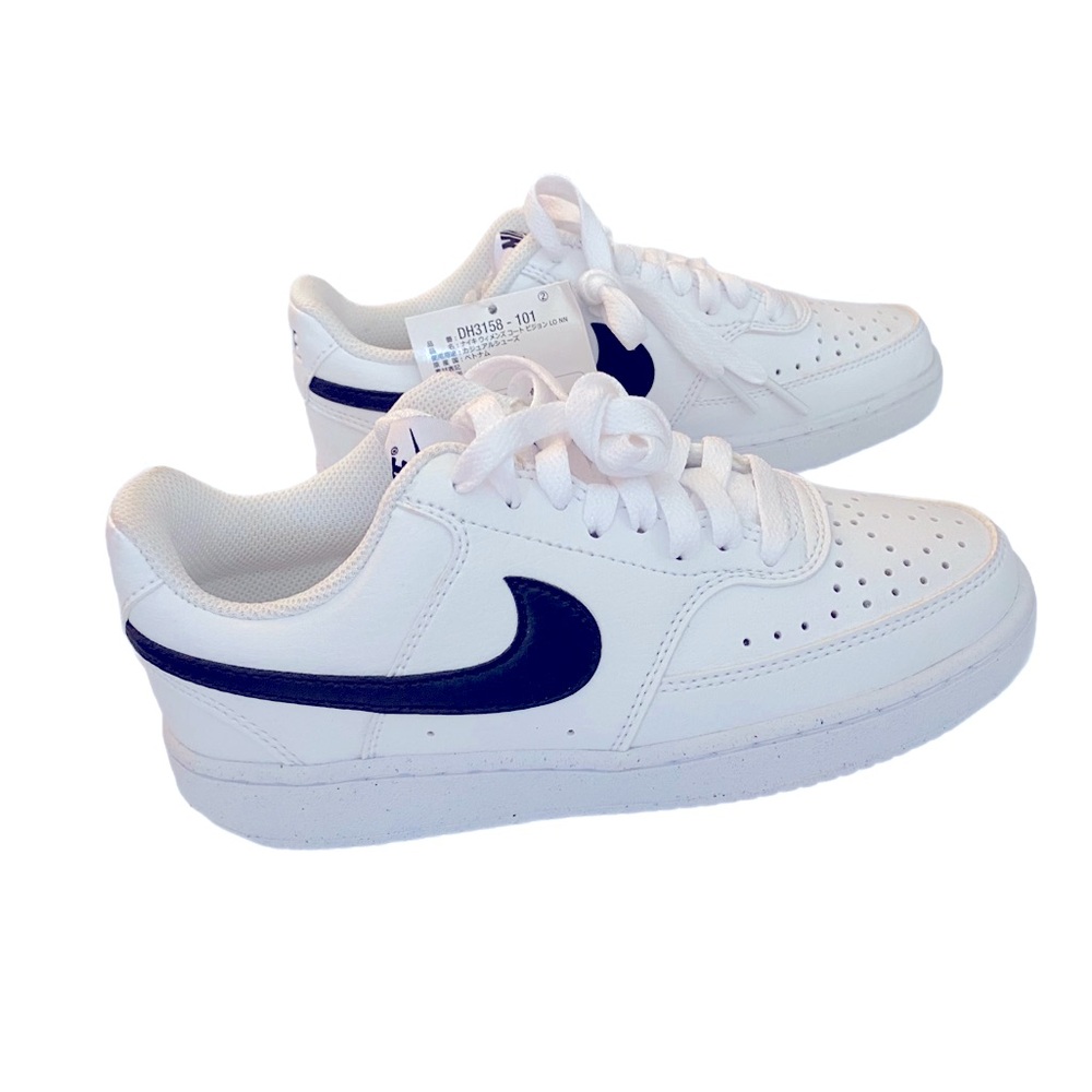 Nike Court Vision White and Black Low-Top Sneakers Size 5
